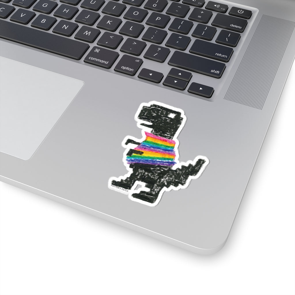 Rainbow Sweater Retro Dinosaur Stickers | Kiss-Cut Vinyl Sticker