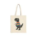 Rainbow Sweater Dinosaur Tote Bag | Canvas Market Bag
