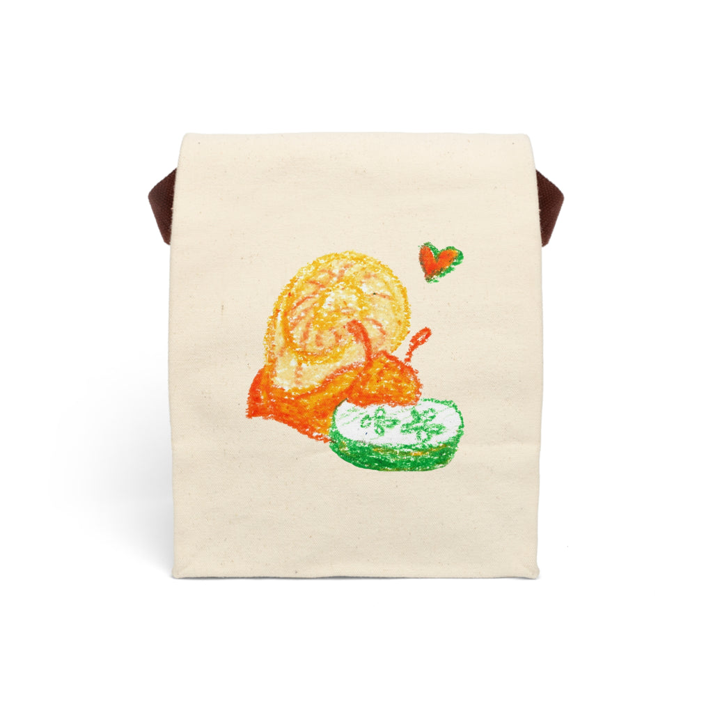 Cute Snail & Cucumber Canvas Lunch Bag with Strap