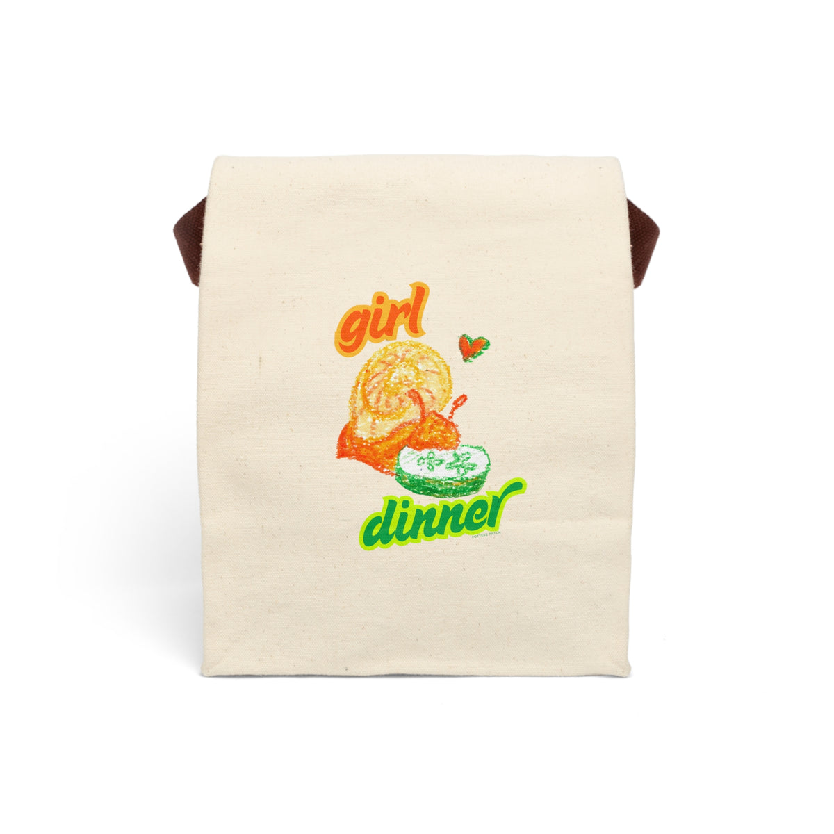 Canvas Lunch Bag — "Girl Dinner" Retro Cucumber Snail Illustration