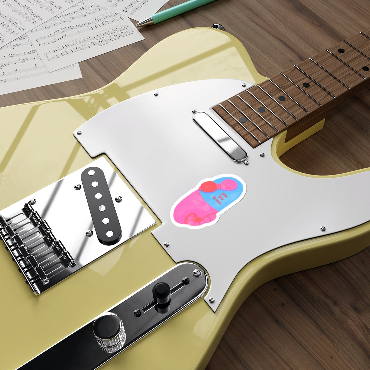 Brave Pill Worm Die-Cut Sticker — Cute Encouragement Sticker for Laptops & Journals