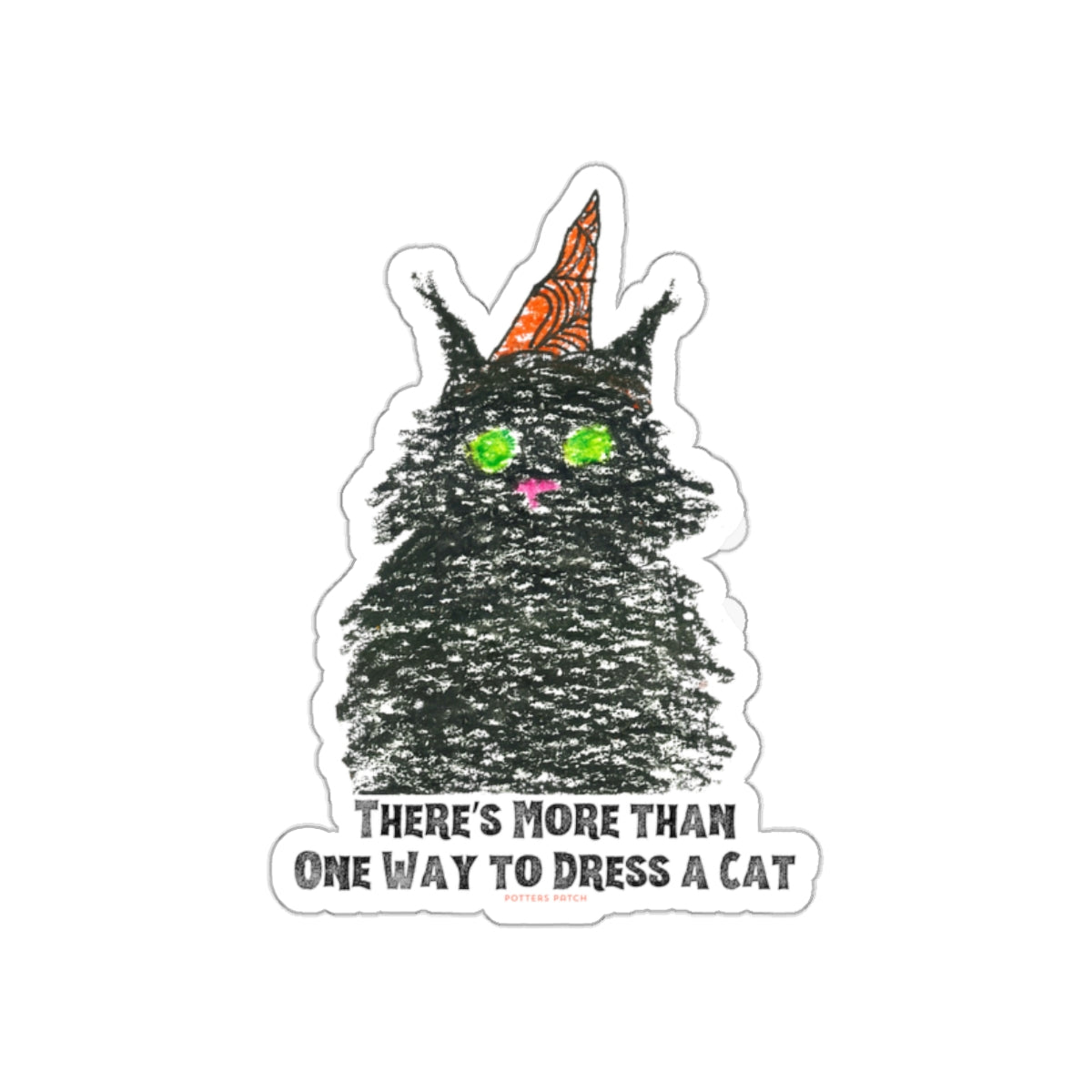 More Than One Way To Dress A Cat- Black Cat in Witch Hat Die-Cut Sticker