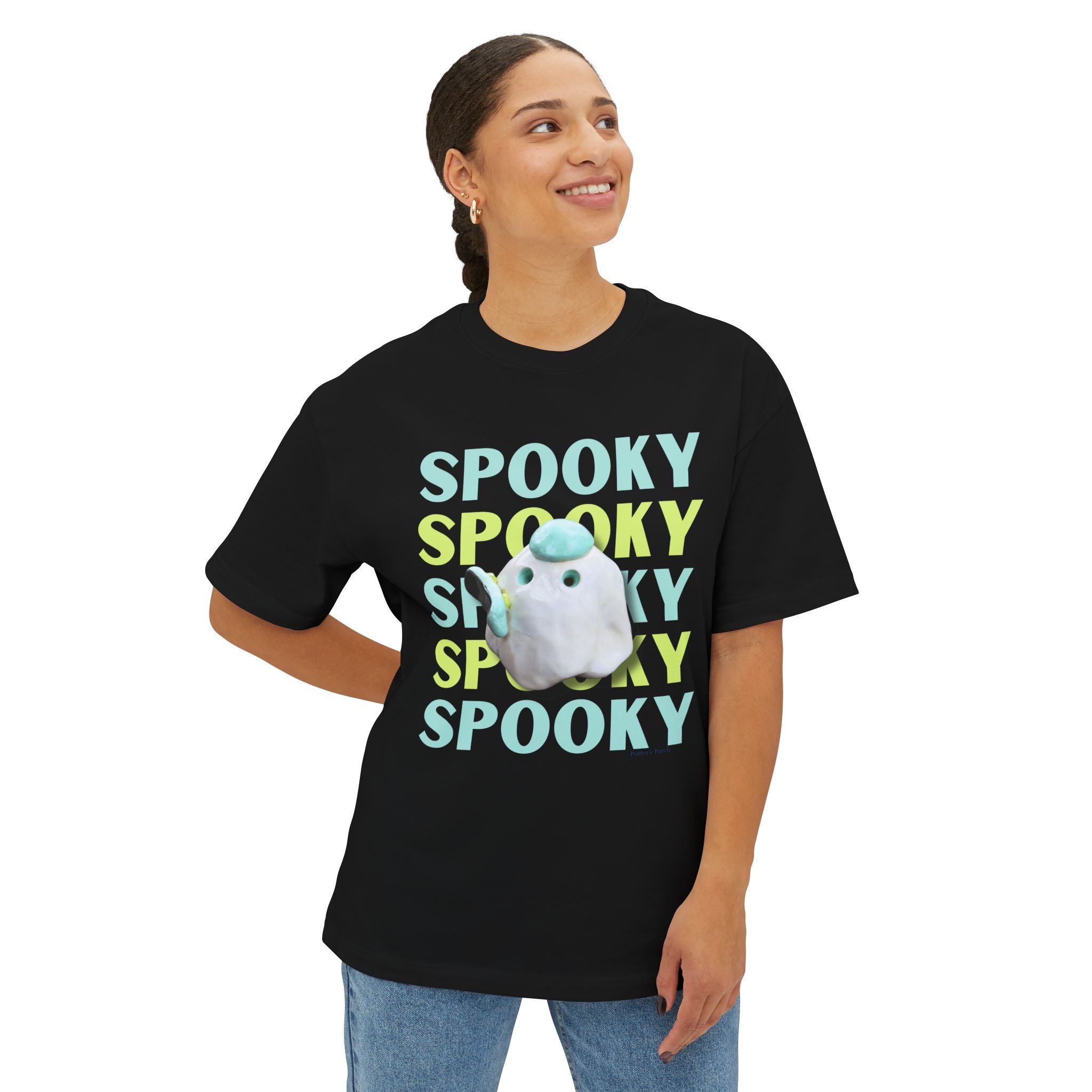 Spooky Ghost Skater Tee — Cute Pastel Halloween Skateboard Oversized T-Shirt