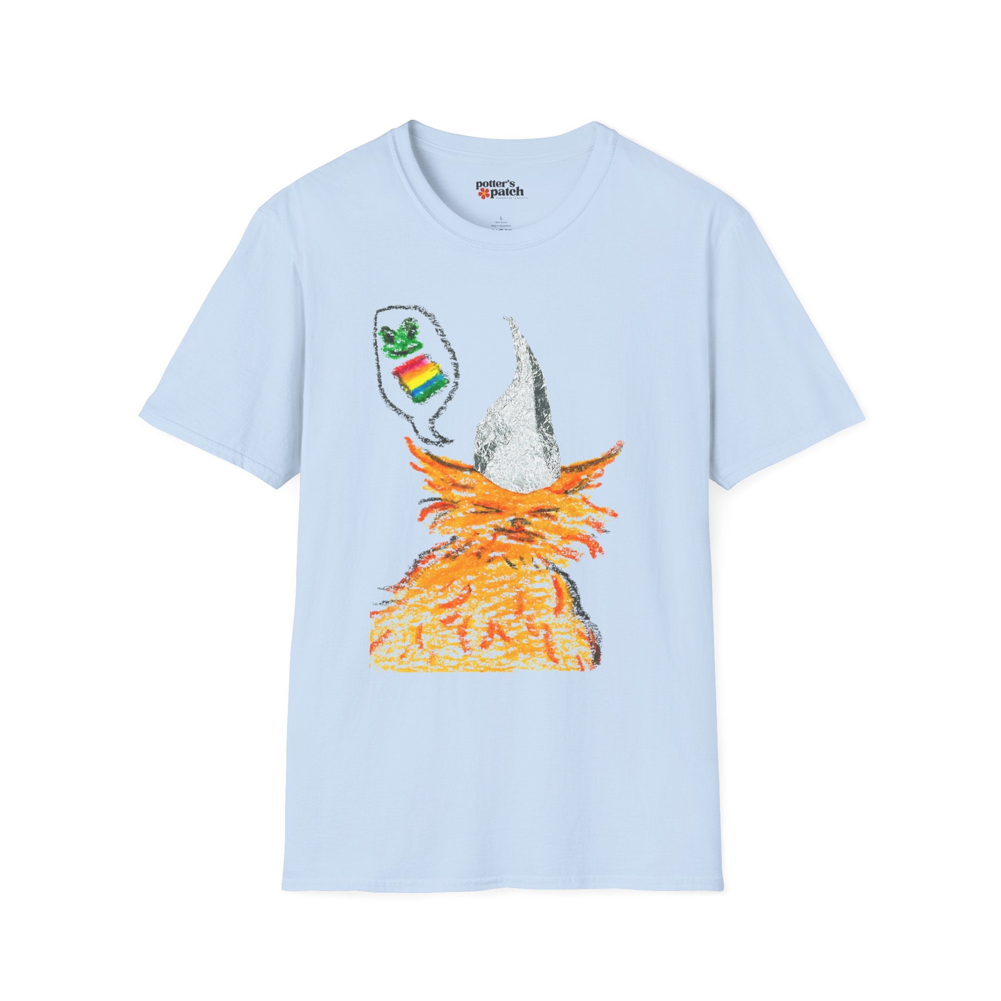 Orange Cat Conspiracy Theorist Hand Drawn Unisex Softstyle T-Shirt Frogs are Gay It's in the Water Funny Shirt