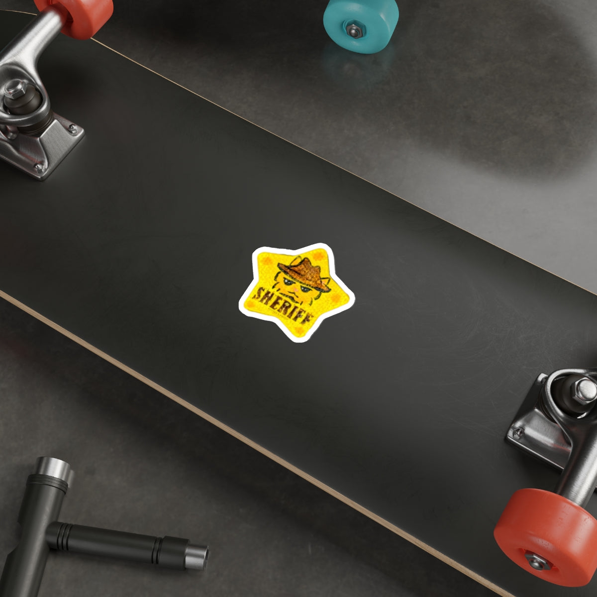 Cowboy Cat Sheriff Star Die-Cut Vinyl Sticker