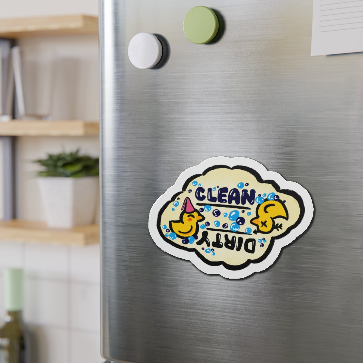 Rubber Duck Clean or Dirty Die-Cut Magnet | Dishwasher Status