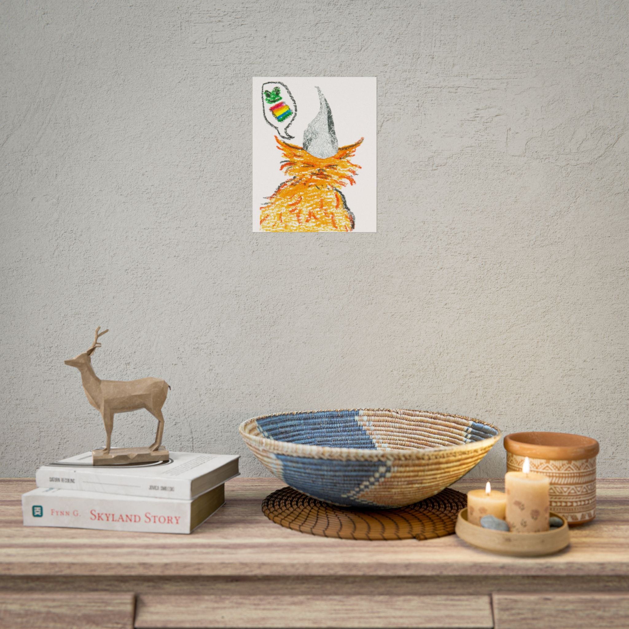 Orange Cat Conspiracy Theorist Frogs Are Gay Rolled Posters | Colorful Crayon Illustration