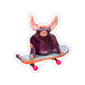 Skateboarding Bat Die-Cut Sticker — Cute Ceramic-Style Skateboard Character