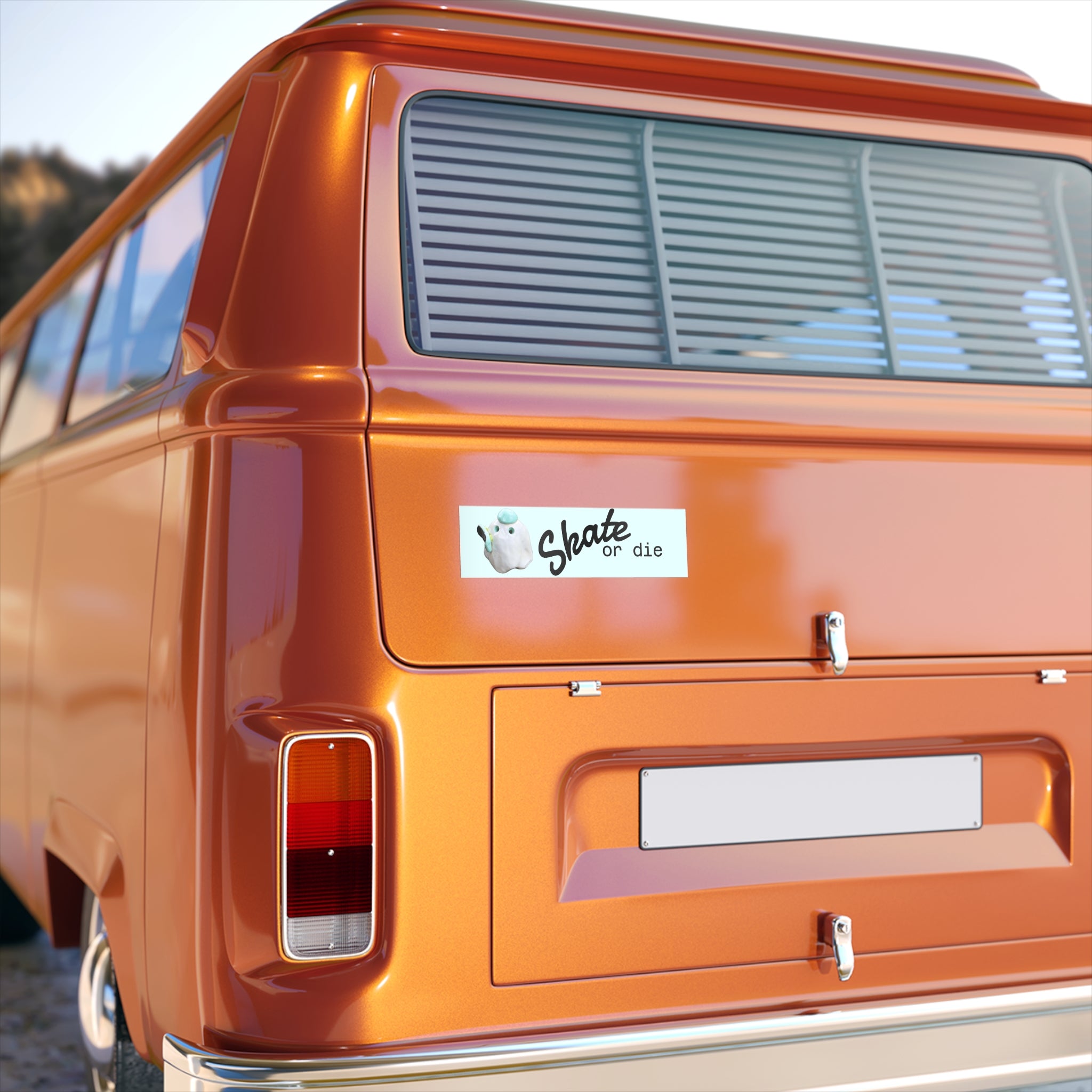 Skate or Die Ghost Bumper Sticker | Skateboard Deck Sticker 11"x3"