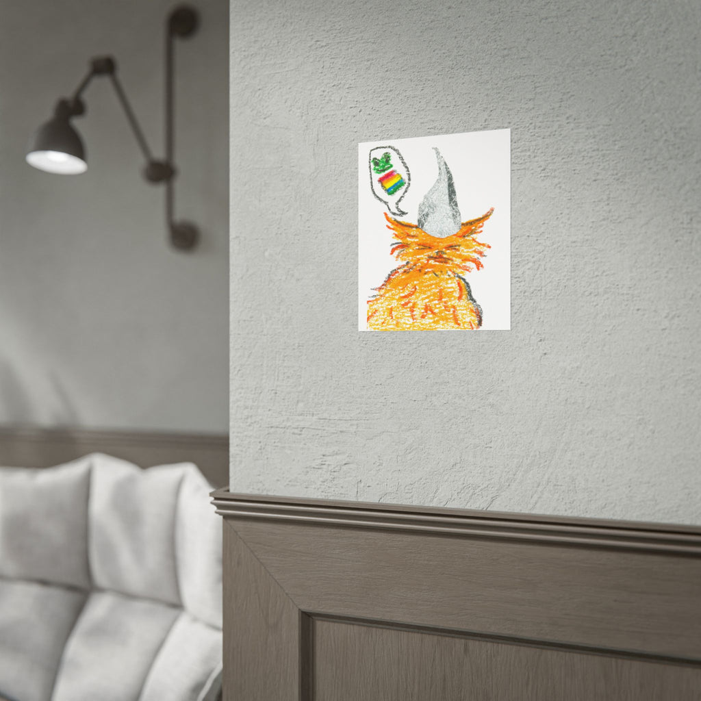 Orange Cat Conspiracy Theorist Frogs Are Gay Rolled Posters | Colorful Crayon Illustration