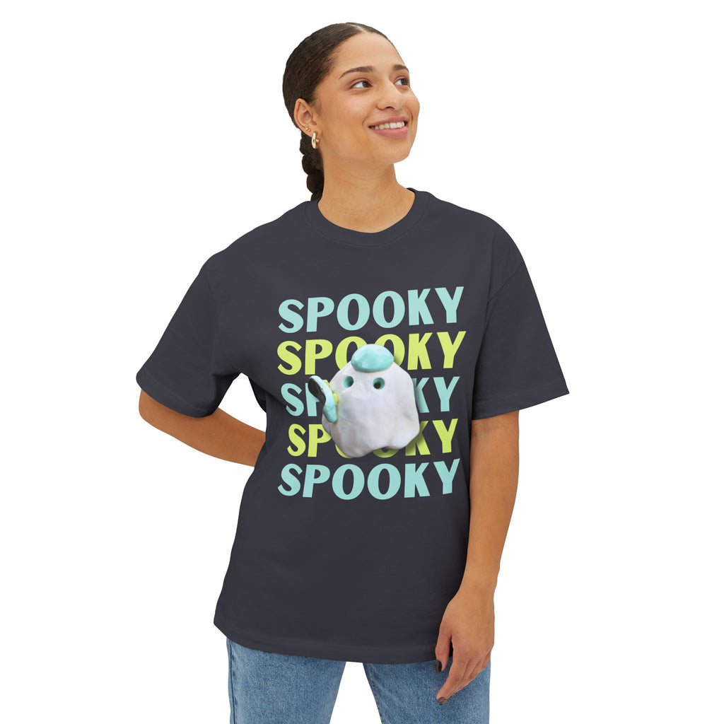 Spooky Ghost Skater Tee — Cute Pastel Halloween Skateboard Oversized T-Shirt