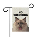 No Soliciting Cat Garden Flag | House Banner, Funny Cat Lawn Decor 12"x8"
