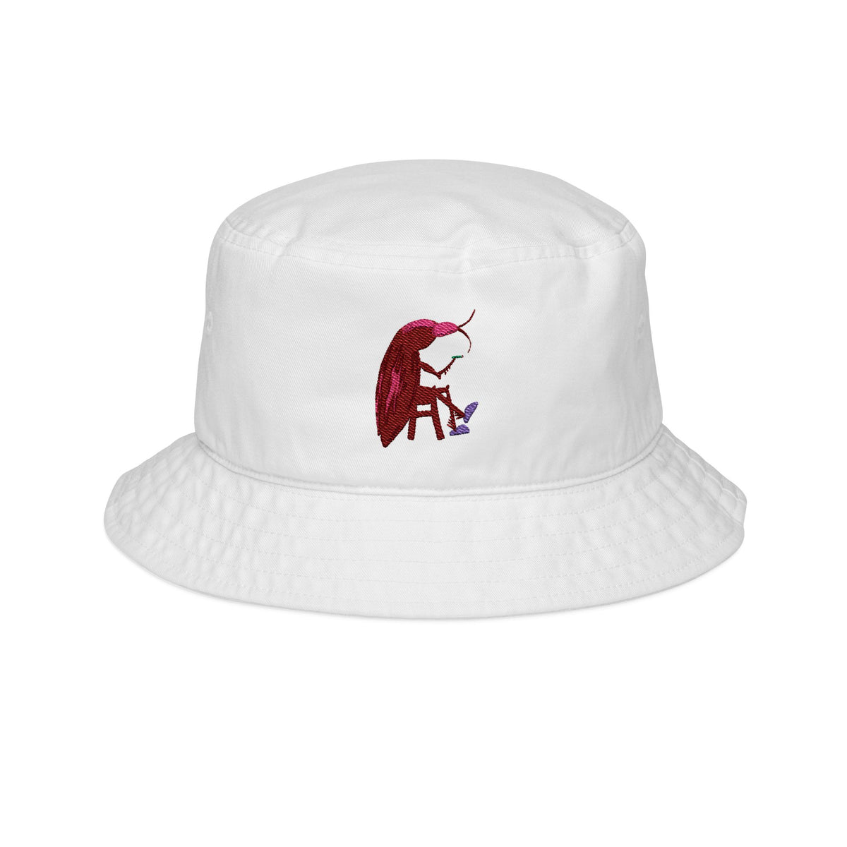 Smoking Cockroach Blue House Slippers on Bar Stool Bucket Hat