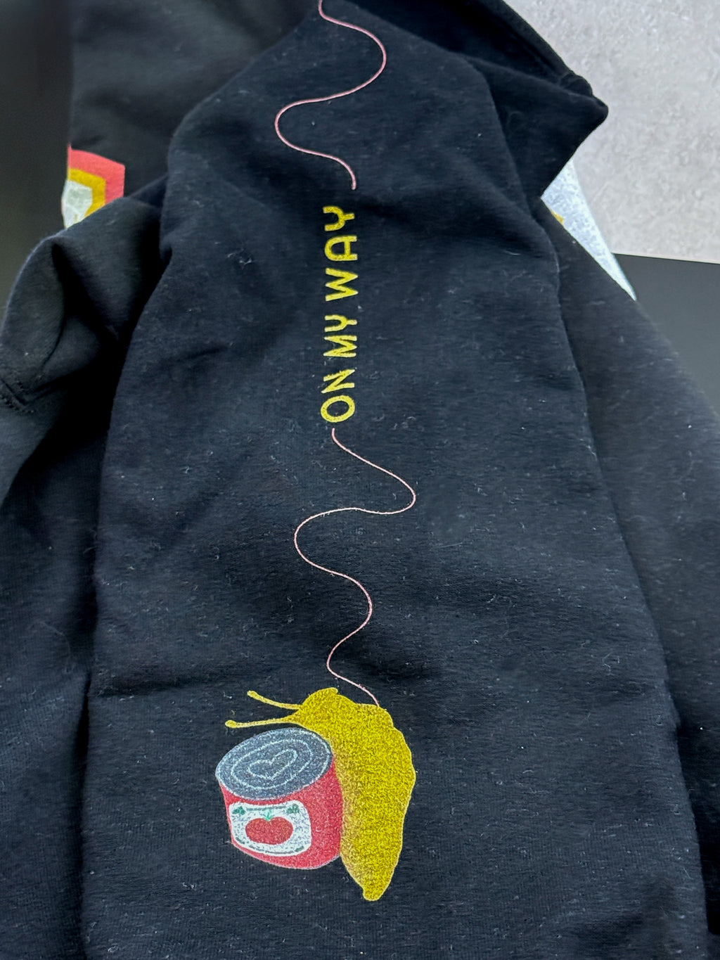 Souper Delivery Crewneck Sweatshirt — Retro Soup Can Logo & Hand-Drawn Snail, "Order It Now, Get It Eventually"