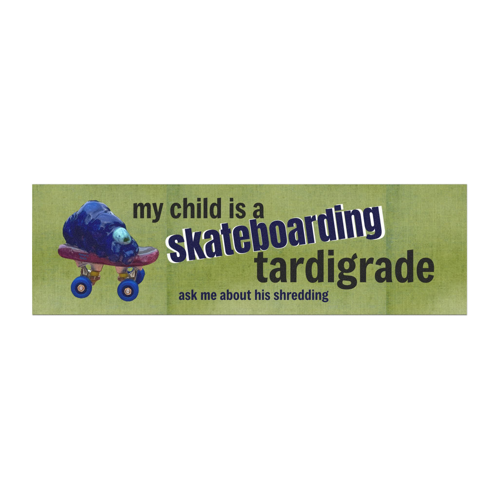 Skateboarding Tardigrade Car Magnet | Funny skateboarding bumper magnet 10"x3"