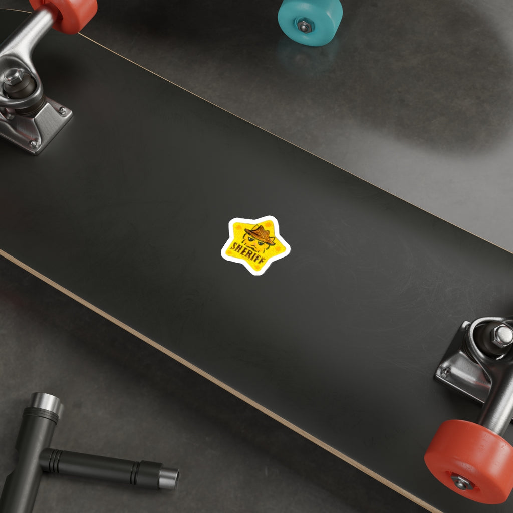 Cowboy Cat Sheriff Star Die-Cut Vinyl Sticker