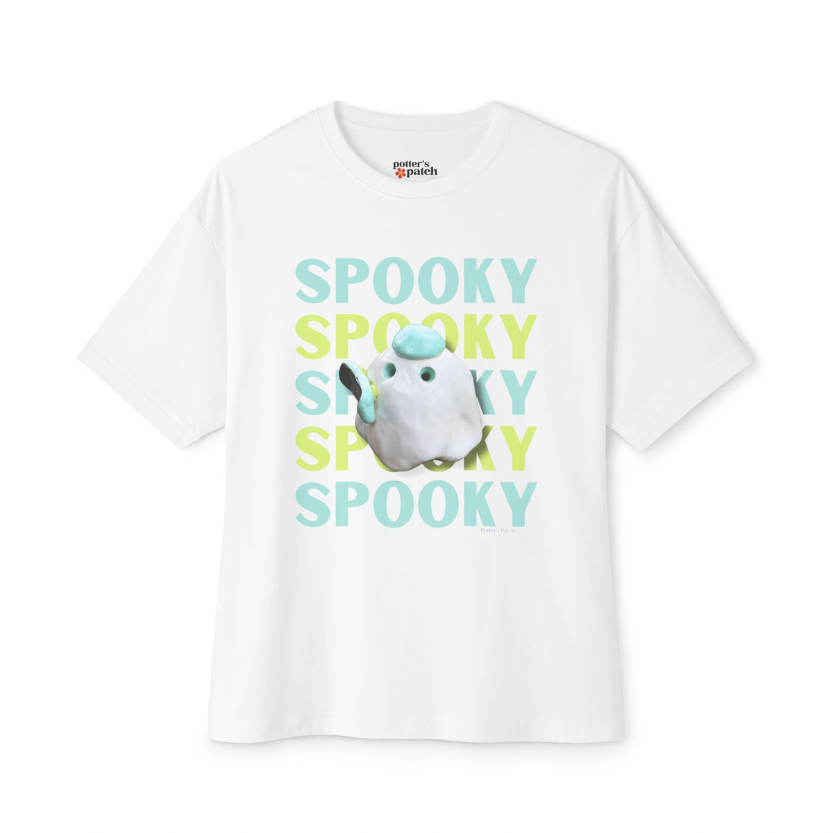 Spooky Ghost Skater Tee — Cute Pastel Halloween Skateboard Oversized T-Shirt