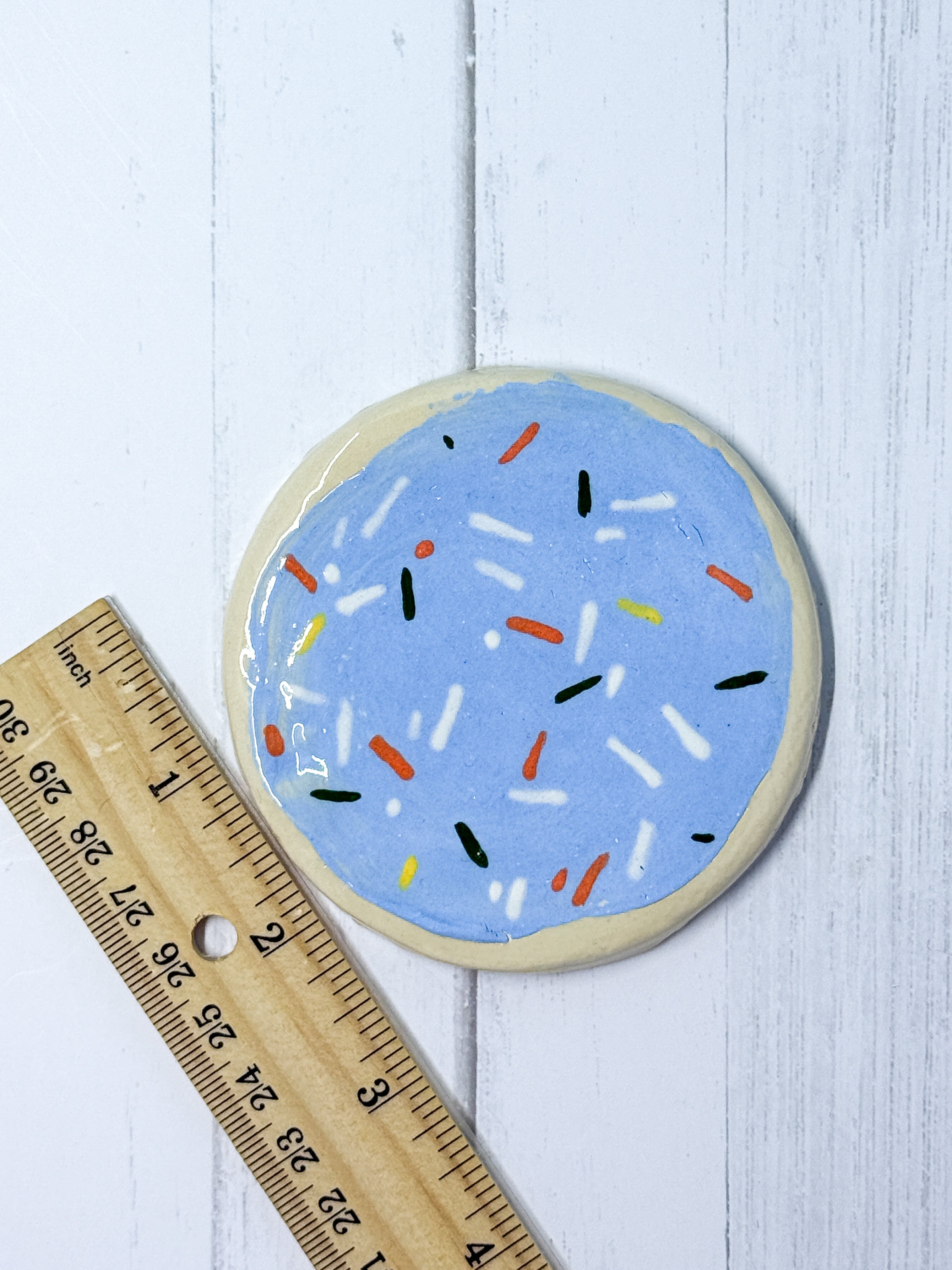 Sprinkle Icing Cookie Coaster — Handmade Ceramic, 3"