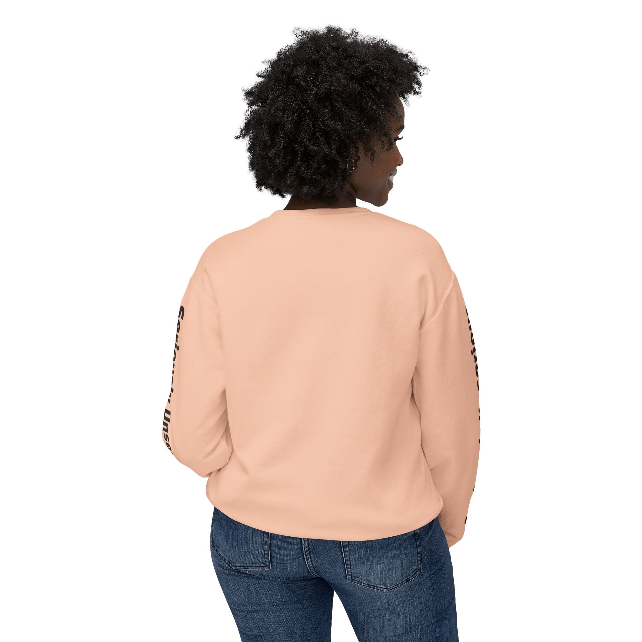 Colorful Pigeon Pinwheel Hat Illustration Sweatshirt | 'Curiously Unserious' Sleeve Text