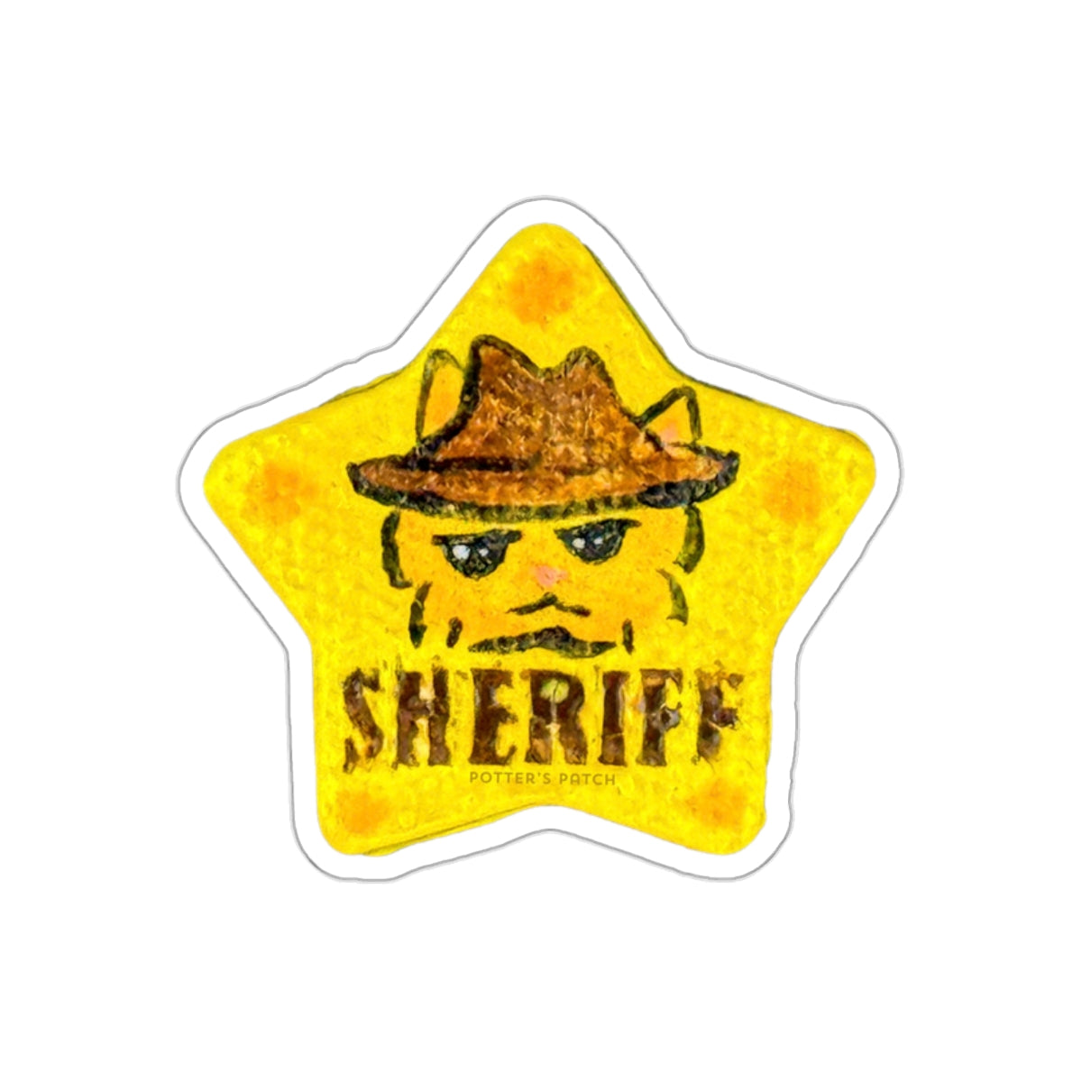 Cowboy Cat Sheriff Star Die-Cut Vinyl Sticker