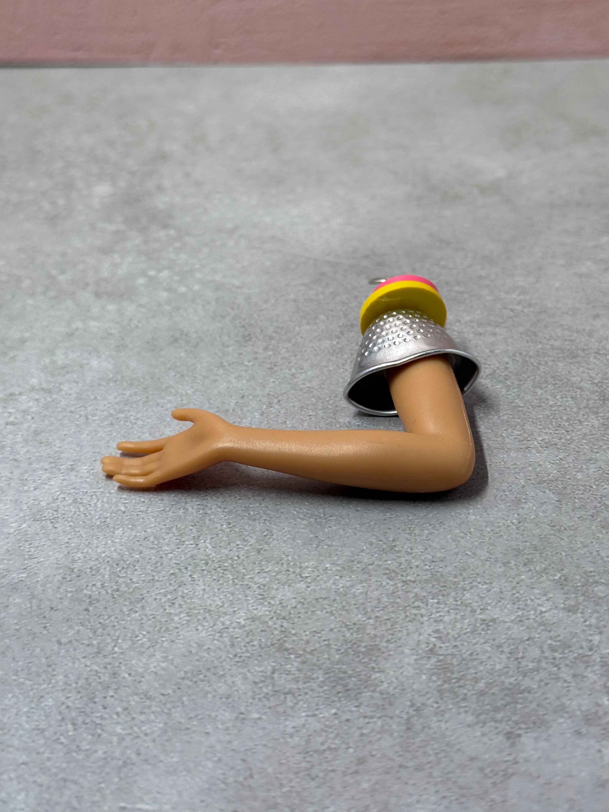 Hi Barbie! Up-Cycled Toy Button & Thimble Keychain