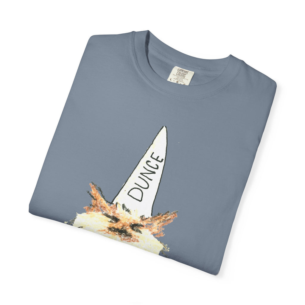 T-Shirt — Fluffy Cat Wearing 'Dunce' Cone Hat Illustrated Tee