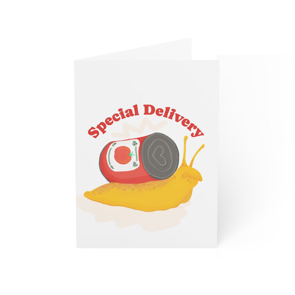 Special Delivery Snail Greeting Cards | Funny Food Illustration Card