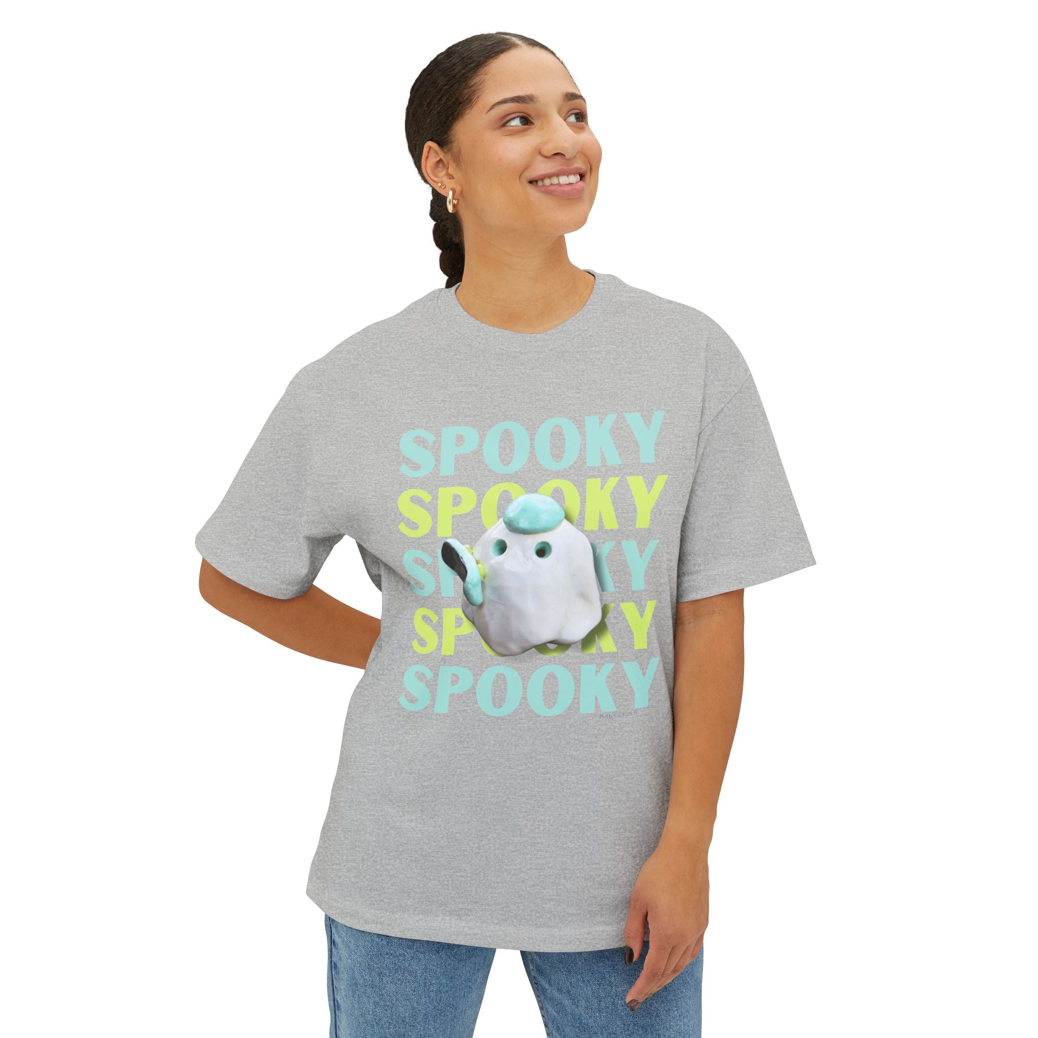 Spooky Ghost Skater Tee — Cute Pastel Halloween Skateboard Oversized T-Shirt