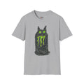 Green-Eyed Monster Cat T-Shirt | Grunge Cat Illustration