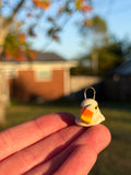 Candy Corn Ghost with Eyes Handmade Ceramic Necklace