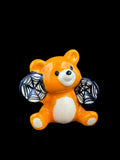 Halloween Bear Figurine with Spiderweb Cymbals – Handmade Ceramic