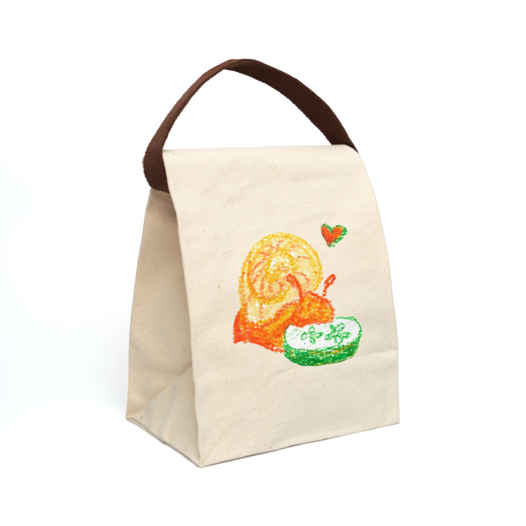 Cute Snail & Cucumber Canvas Lunch Bag with Strap