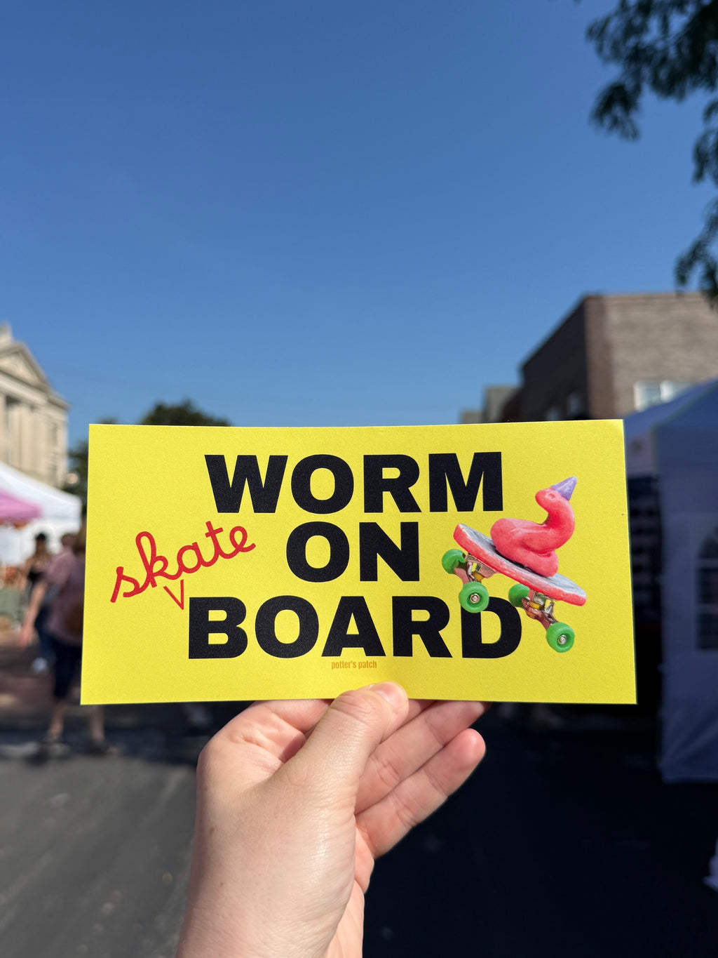 Worm On Board Bumper Sticker | Skateboard Worm Vinyl Decal