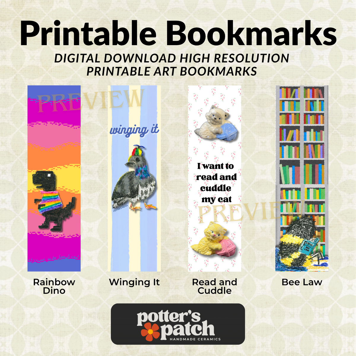 Printable Art Bookmark | 14 Artwork Options