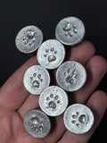 Miniature Paw Print Magnet — Hand-Painted Silver, 1"