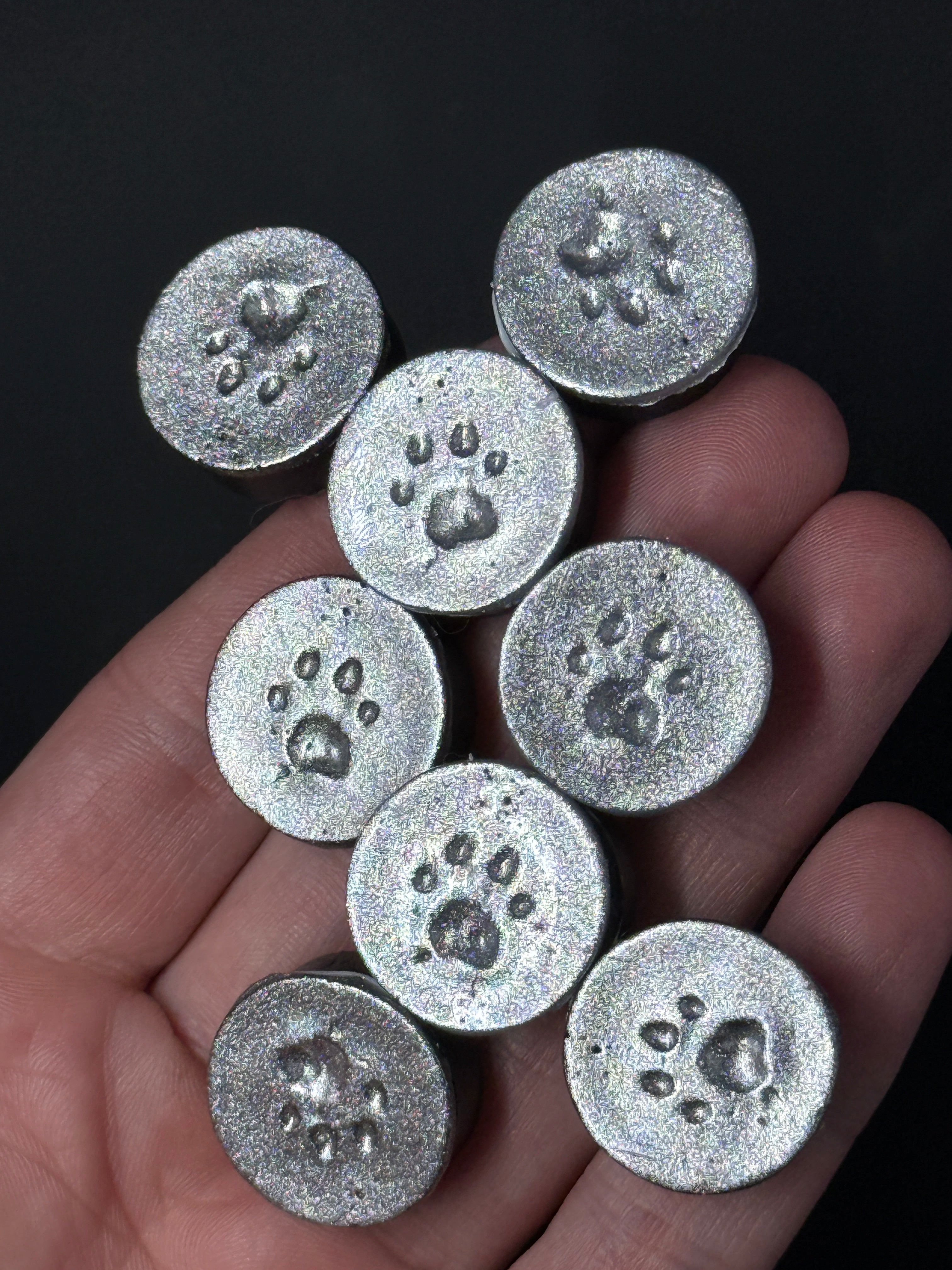 Miniature Paw Print Magnet — Hand-Painted Silver, 1"