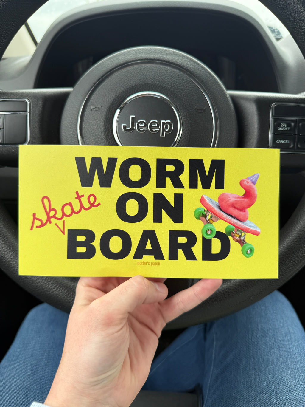 Worm On Board Bumper Sticker | Skateboard Worm Vinyl Decal