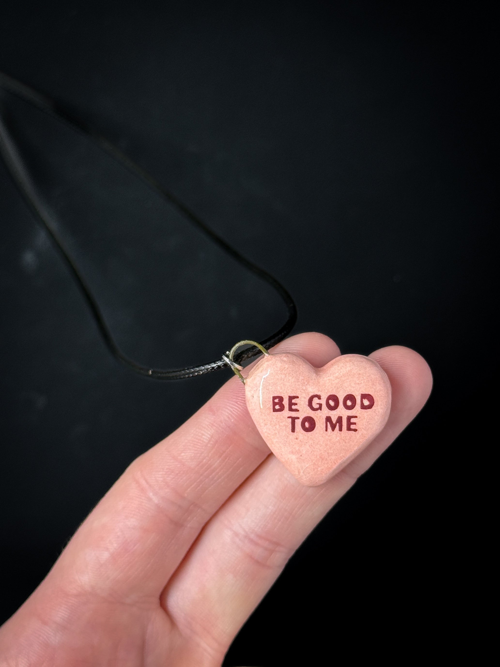 "Be Good to Me" Handcrafted Ceramic Heart Necklace