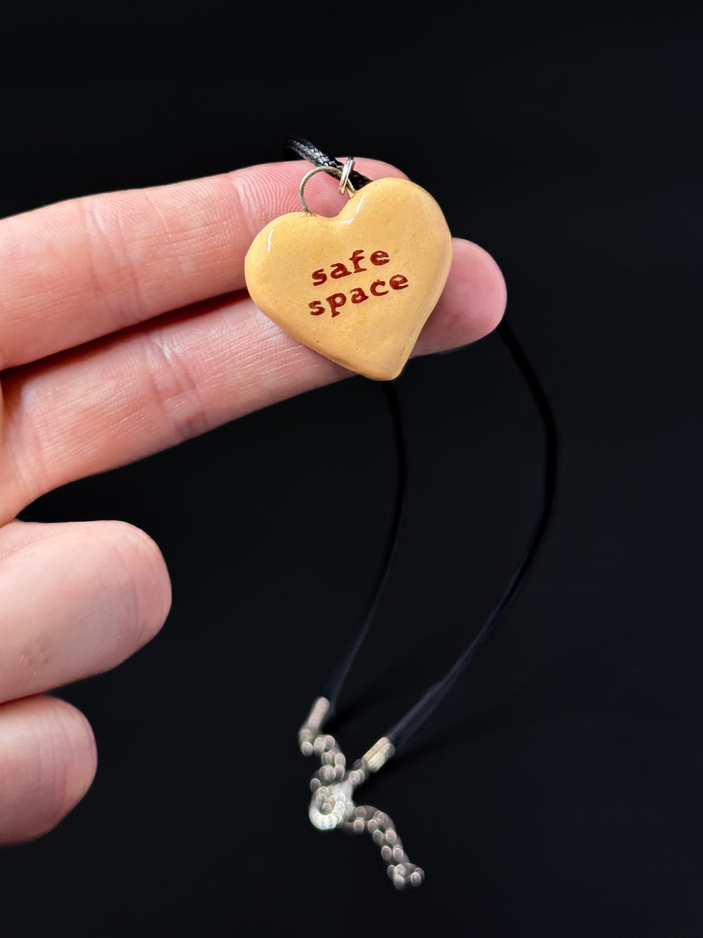 "Safe Space" Handcrafted Ceramic Heart Necklace