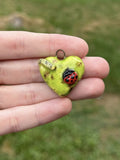 Ladybug & Caterpillar Ceramic Heart Pendant | Necklace or Keychain