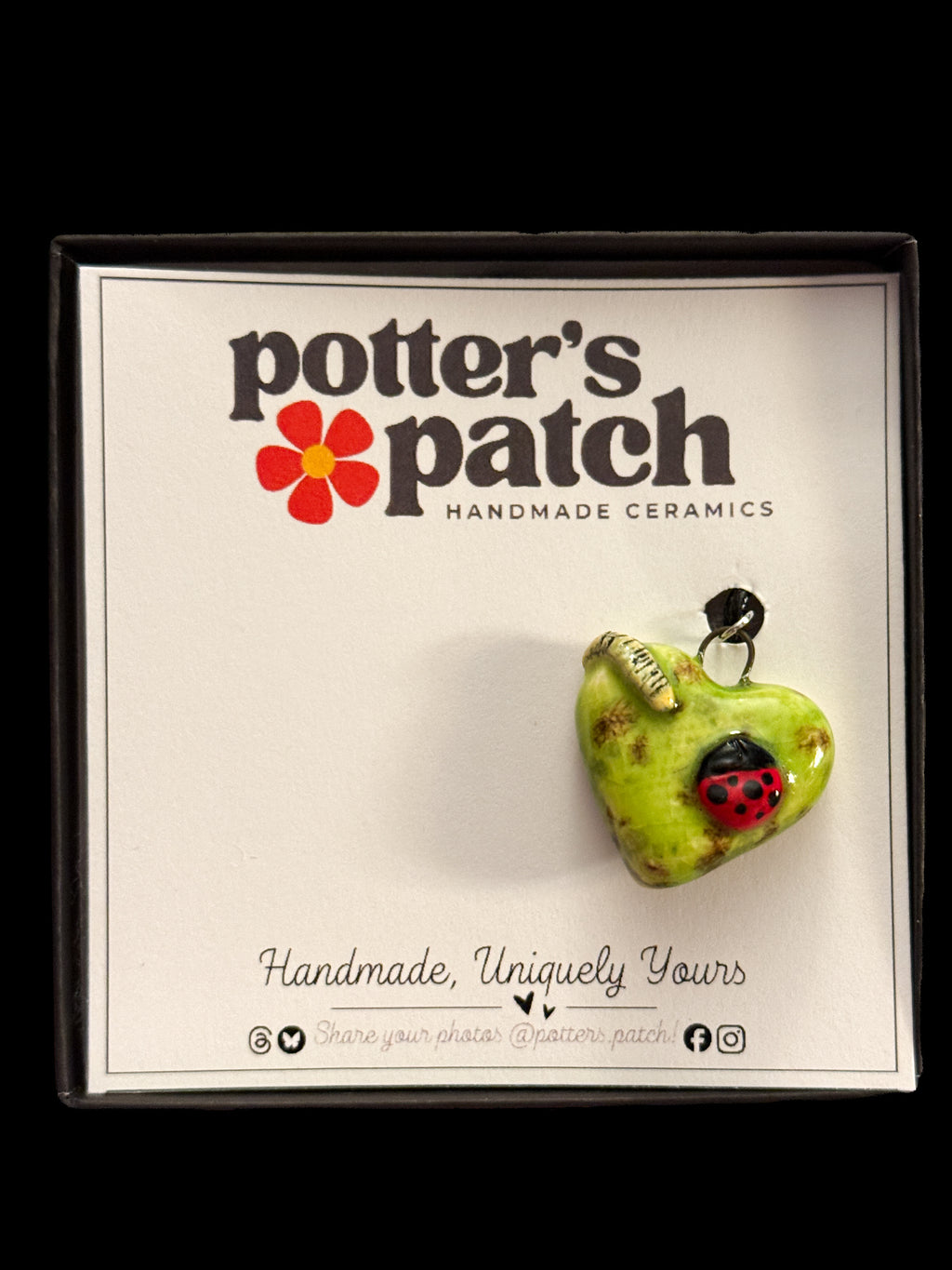 Ladybug & Caterpillar Ceramic Heart Pendant | Necklace or Keychain