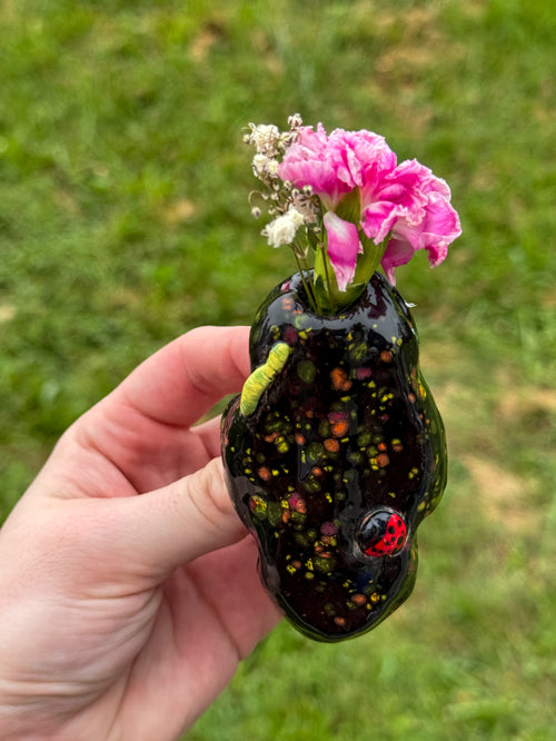 Ceramic Fridge Flower Holder | Handmade Magnetic Bud Vase for One or Two Stems