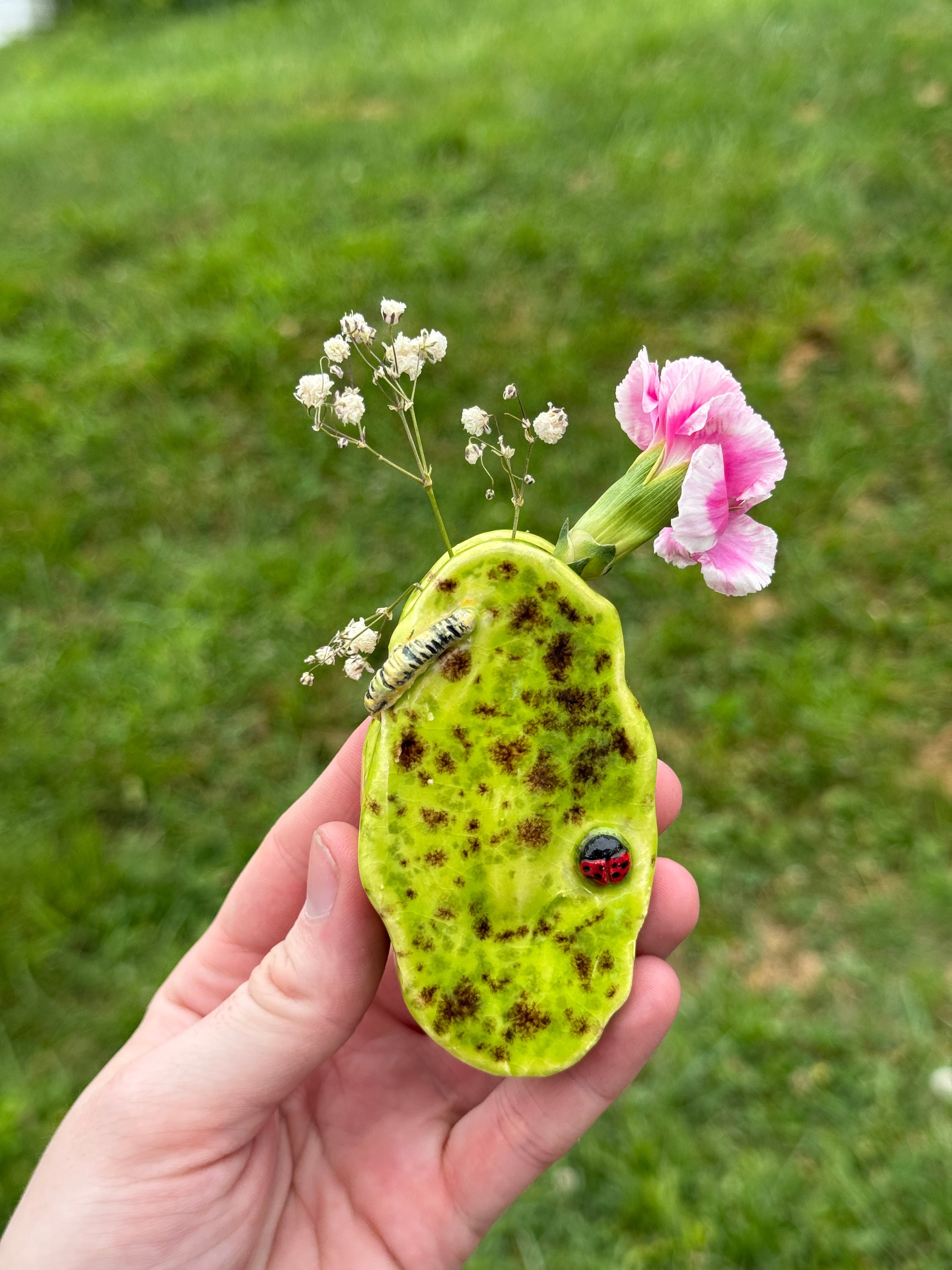Ceramic Fridge Flower Holder | Handmade Magnetic Bud Vase for One or Two Stems