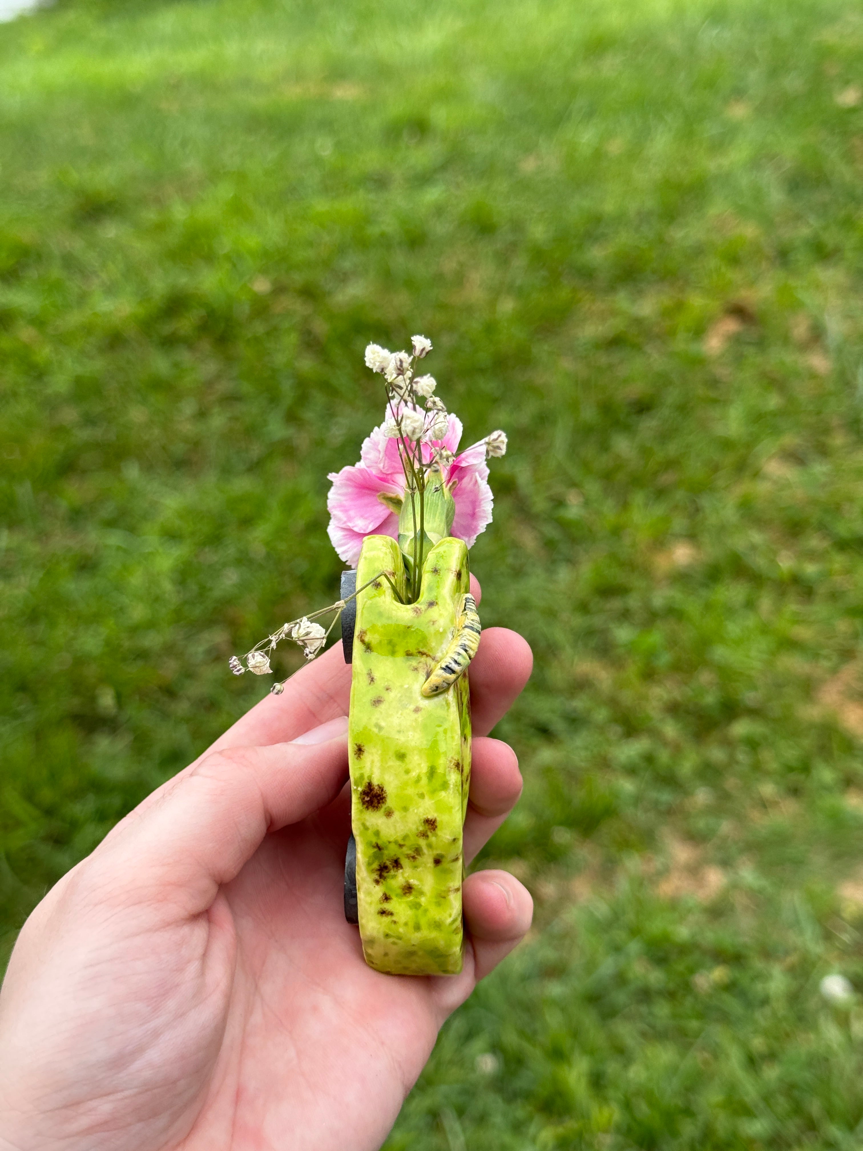 Ceramic Fridge Flower Holder | Handmade Magnetic Bud Vase for One or Two Stems