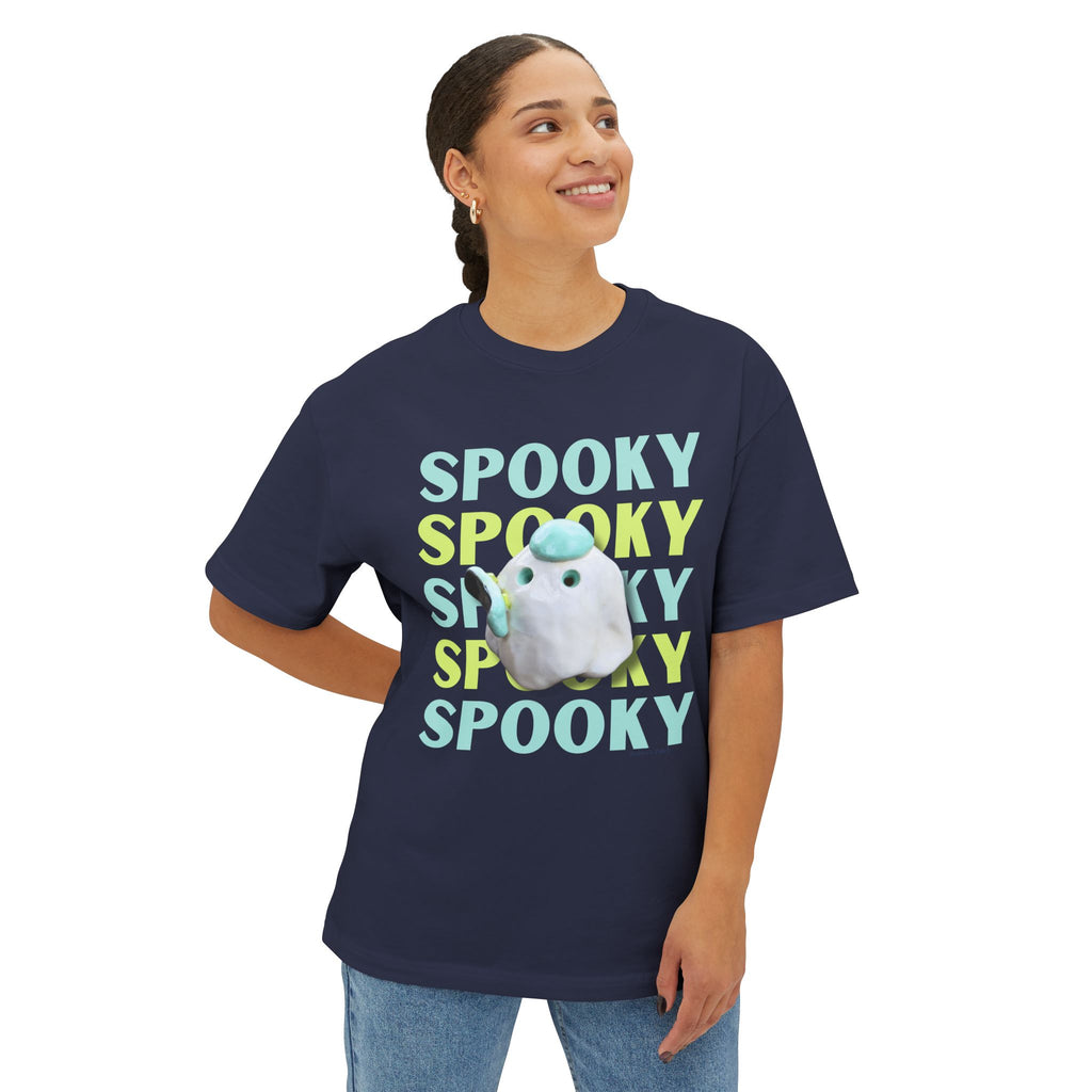 Spooky Ghost Skater Tee — Cute Pastel Halloween Skateboard Oversized T-Shirt