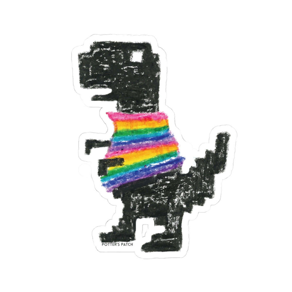 Rainbow Sweater Retro Dinosaur Stickers | Kiss-Cut Vinyl Sticker