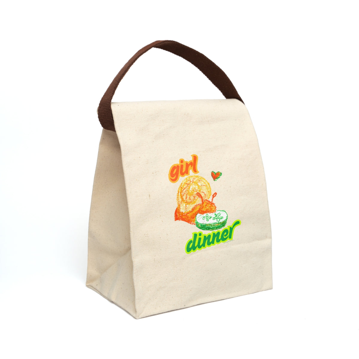 Canvas Lunch Bag — "Girl Dinner" Retro Cucumber Snail Illustration