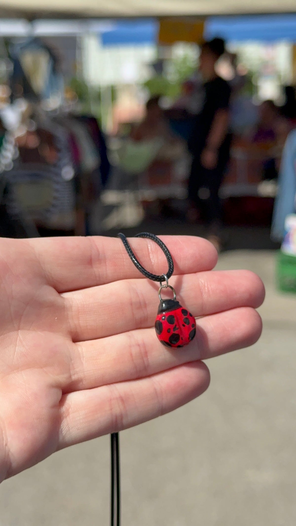 Handmade Ceramic Ladybug Necklace Pendant