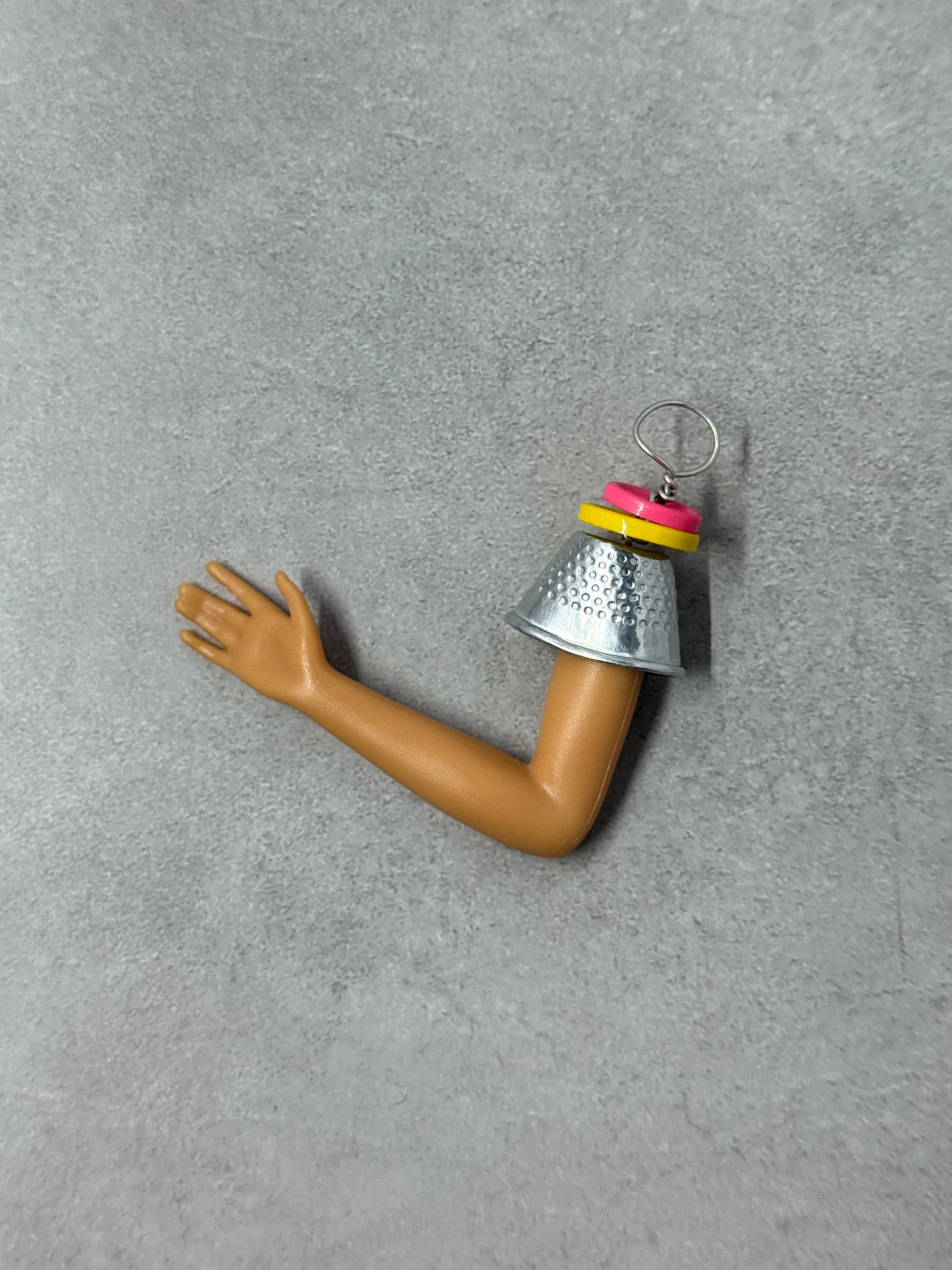 Hi Barbie! Up-Cycled Toy Button & Thimble Keychain