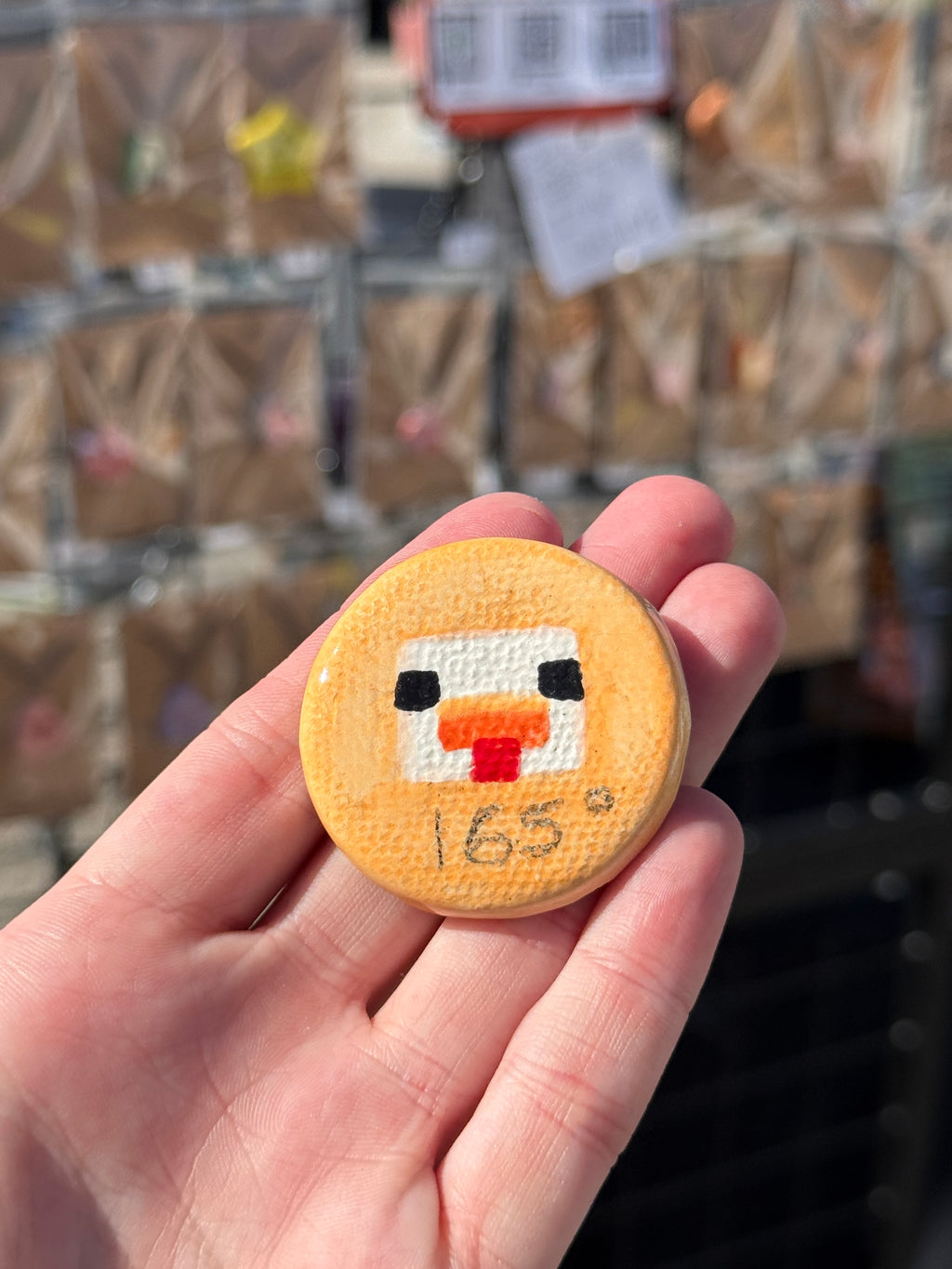 Pixel Chicken Fridge Magnet – Handmade Minecraft Ceramic 165°F